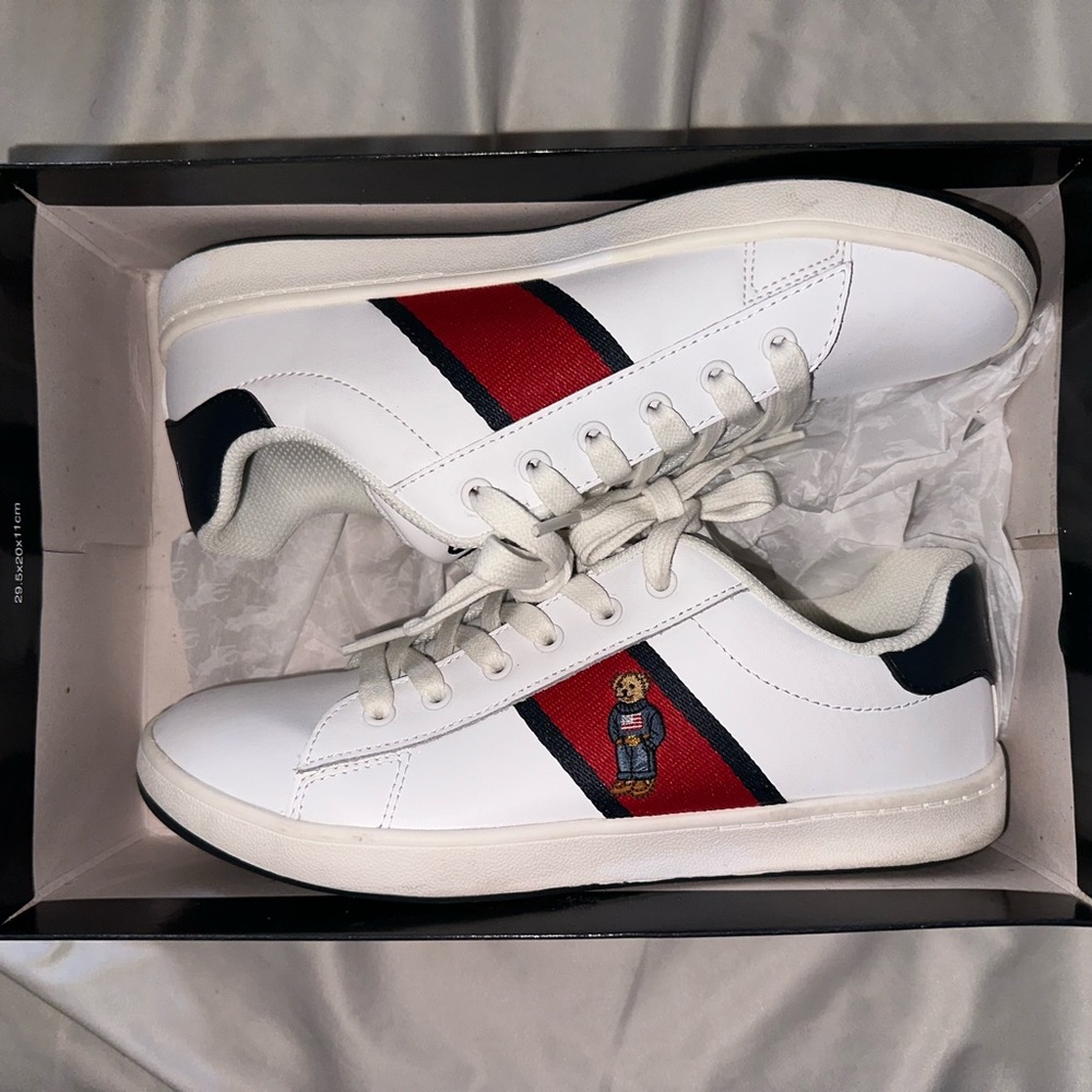 White Quilton Bear Polo Shoes